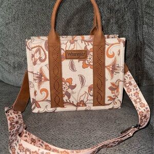 Wrangler Tan and Brown Floral Tote Bag